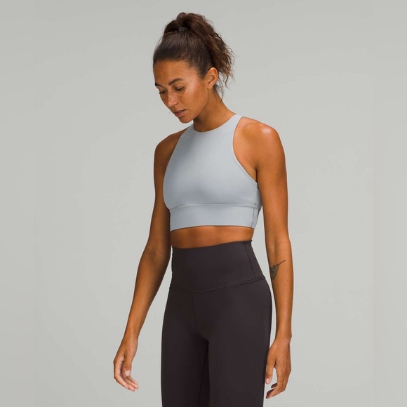 Lululemon Energy Bra High-Neck Longline Tough Medium Support Rhino Grey Size 8 - Picture 1 of 8